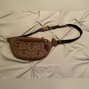 Coach Brown Crossbody Bag with Mickey Mouse Design